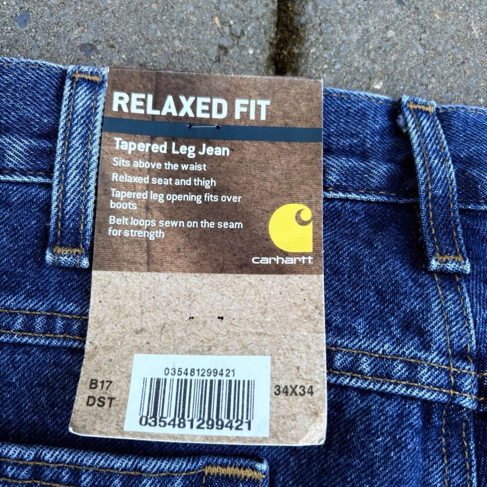 NWT Carhartt B17 DST Relaxed Fit Tapered Leg Jeans Men's 34x34 Blue Vintage Y2K - Picture 3 of 9